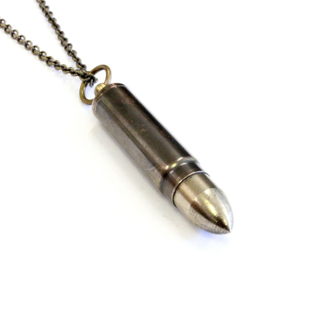 Bullet Spoon Canister Stash Necklace in Solid Brass