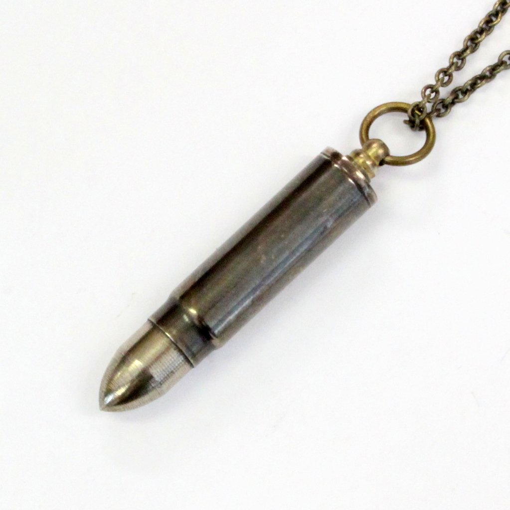 Bullet Spoon Canister Stash Necklace in Solid Brass