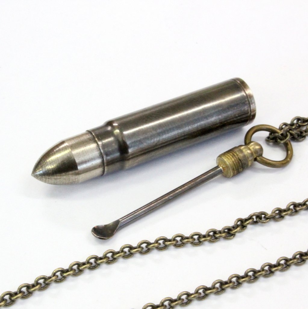 Bullet Spoon Canister Stash Necklace in Solid Brass
