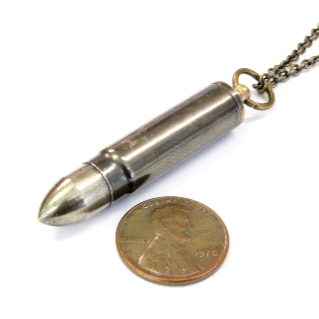 Bullet Spoon Canister Stash Necklace in Solid Brass