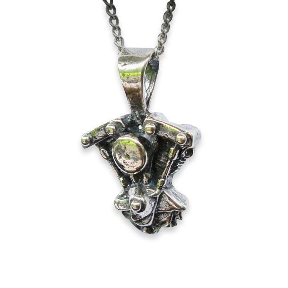 Silver Motorcycle Engine Pendant Harley Davidson V Twin Shovelhead Motorcycle Engine Necklace