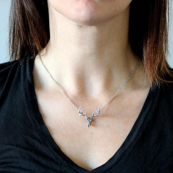 Small Trophy Deer Skull Pendant Necklace