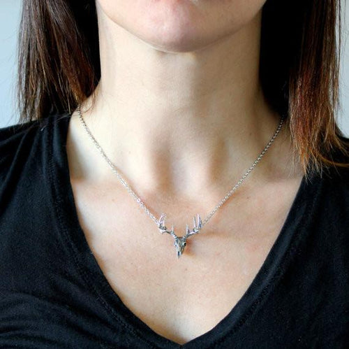 Small Trophy Deer Skull Pendant Necklace