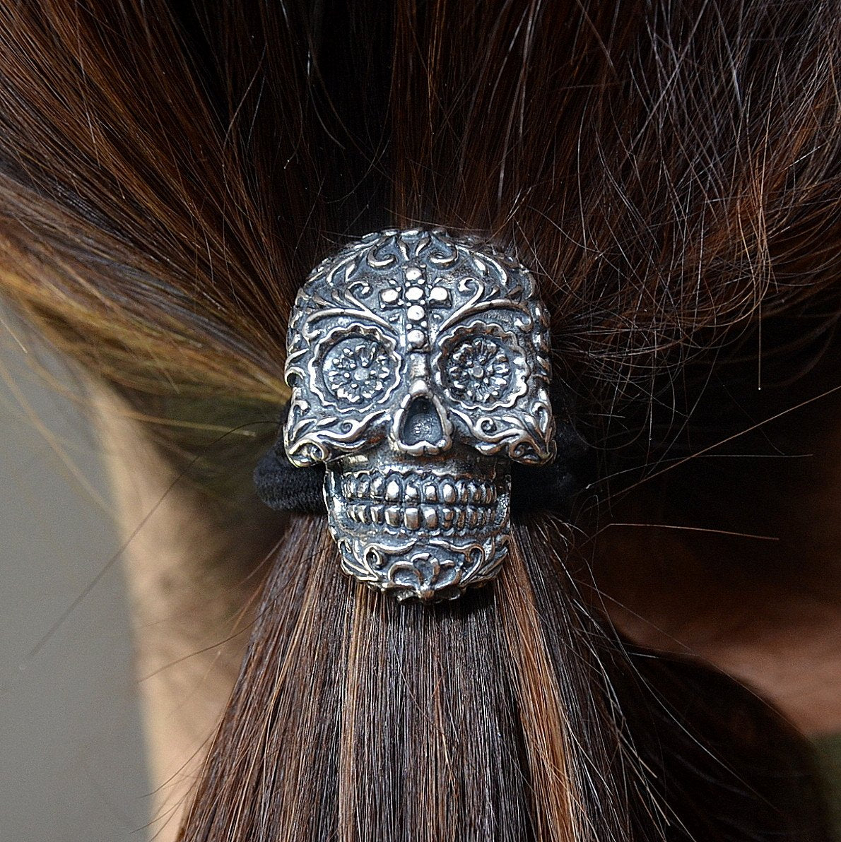 Sugar Skull Necklace Pony Tail Holder