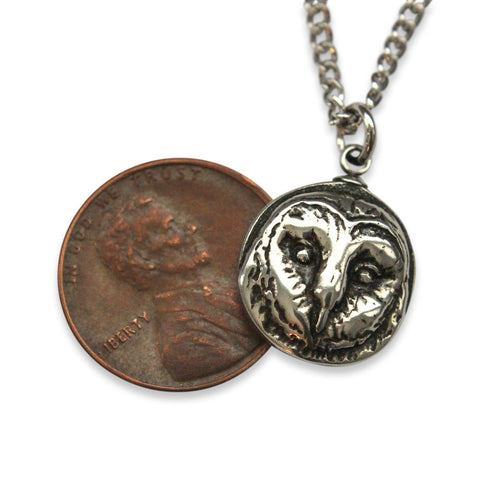 Sterling Silver Barn Owl Pendant Necklace