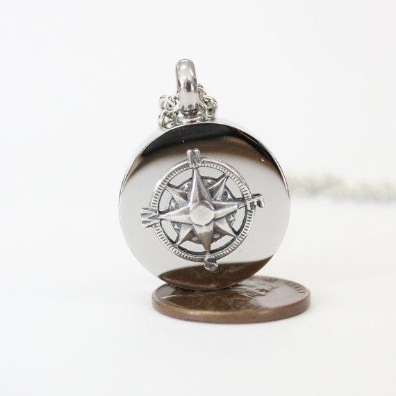 Sterling Silver Compass Rose Cremation Urn - Custom Engraving Available
