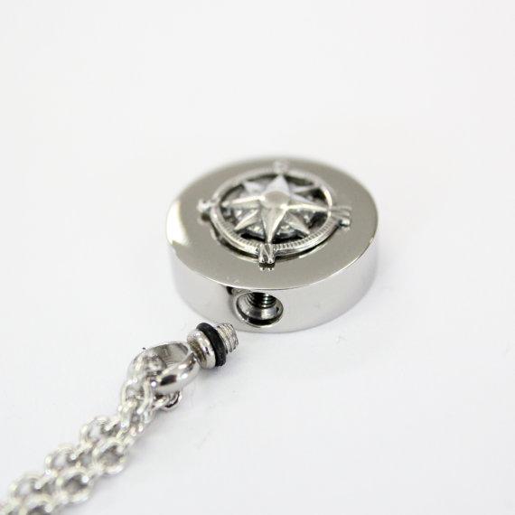 Sterling Silver Compass Rose Cremation Urn - Custom Engraving Available