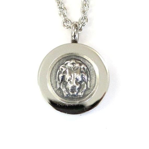 Sterling Silver Lion Head Cremation Urn Pendant - Custom Engraving Available