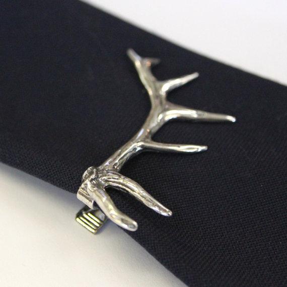 Silver Elk Antler Tie Bar