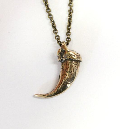 Engraved Bronze Wolf Claw Necklace Wolf Claw Pendant Necklace