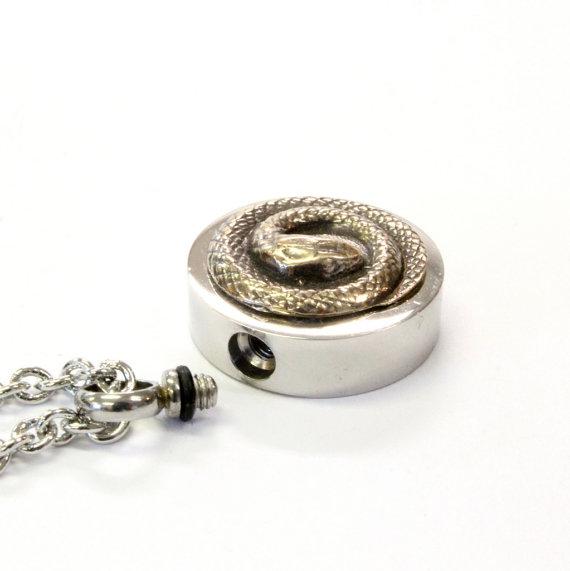 Bronze Snake Urn Necklace Cremation Urn Pendant