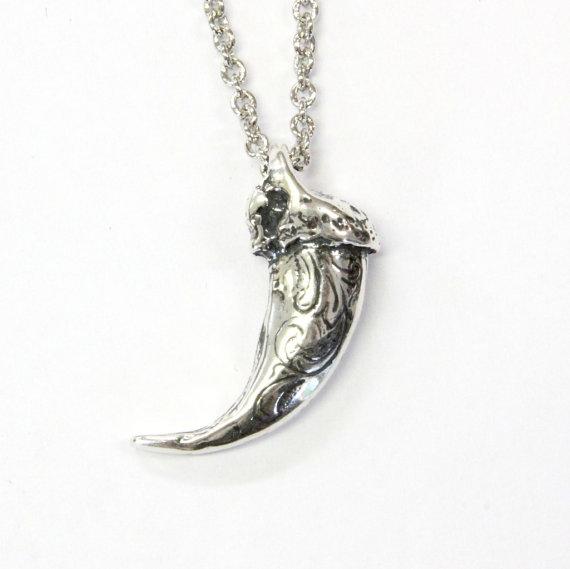 Engraved Sterling Silver Wolf Claw Necklace Wolf Claw Pendant Necklace