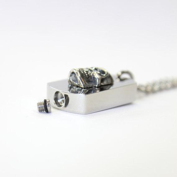 Silver Skull Necklace Cremation Urn Pendant - Custom Engraving Available