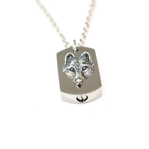 Silver Wolf Necklace Cremation Urn Pendant - Custom Engraving Available