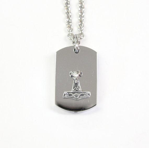 Silver Rams Head Thors Hammer Cremation Urn Pendant  - Custom Engraving Available