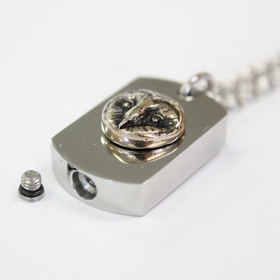 Barn Owl Necklace Cremation Urn Pendant - Custom Engraving Available