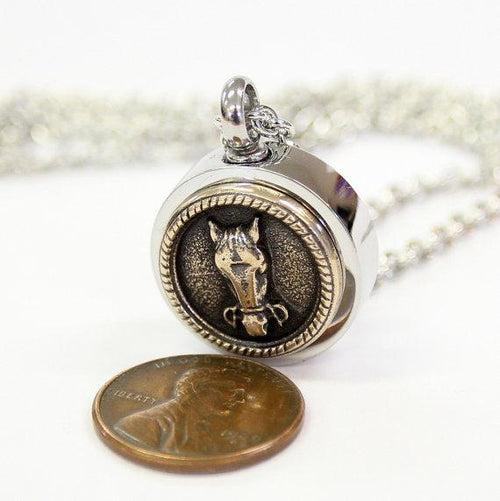 Horse Face Necklace Cremation Urn Pendant - Custom Engraving Available