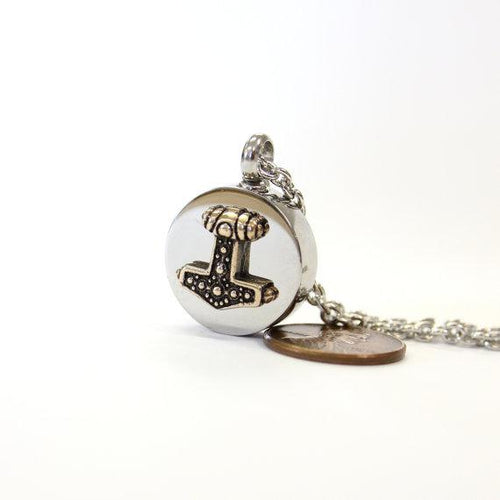 Thor's Hammer Cremation Urn Pendant - Custom Engraving Available