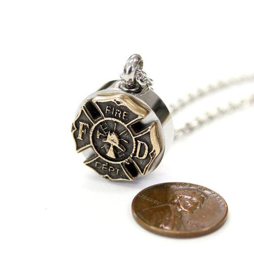 Firemen's Necklace Cremation Urn Pendant - Custom Engraving Available