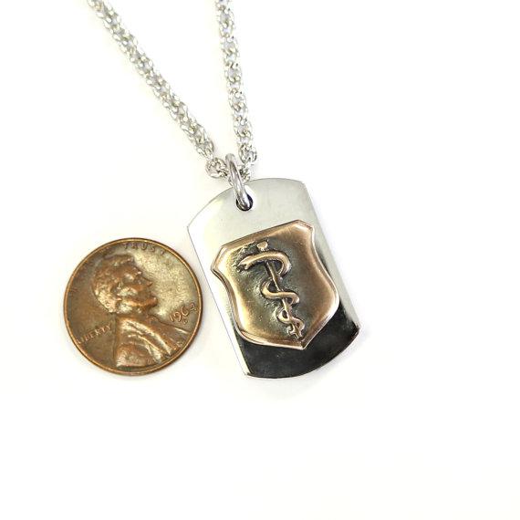 Rod of Asclepius Necklace Cremation Urn Pendant - Custom Engraving Available