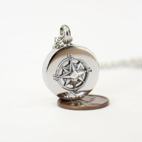 Sterling Silver Compass Rose Cremation Urn - Custom Engraving Available