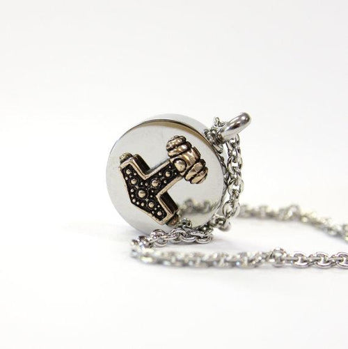 Thor's Hammer Cremation Urn Pendant - Custom Engraving Available