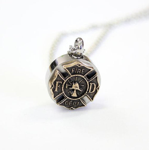 Firemen's Necklace Cremation Urn Pendant - Custom Engraving Available