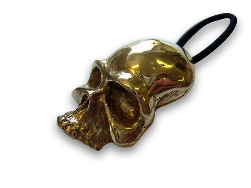 Skull Pony Tail Holder / Pendant Necklace in Silver or Bronze