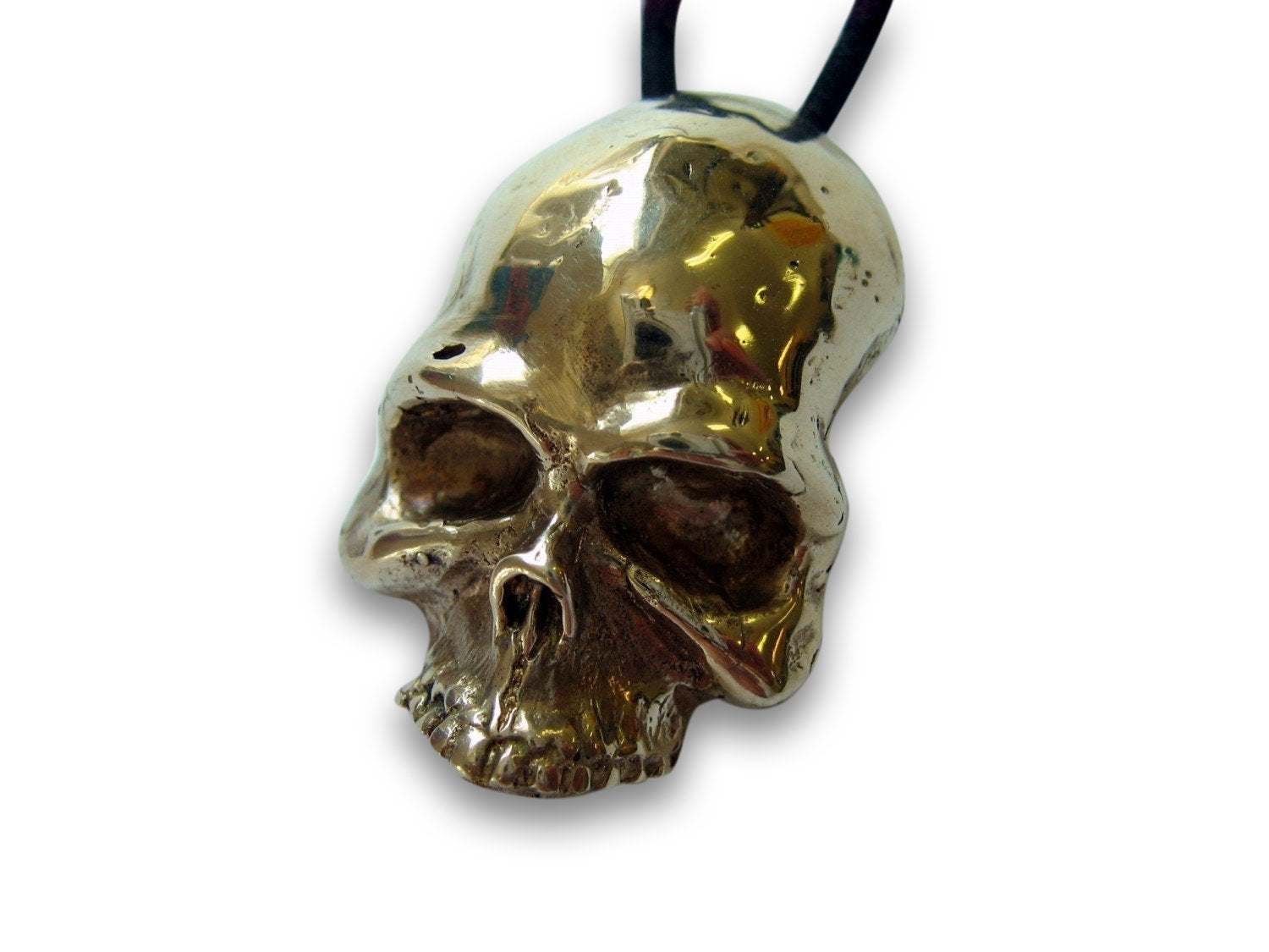 Skull Pony Tail Holder / Pendant Necklace in Silver or Bronze
