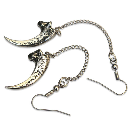 Silver Owl Talon Claw Earrings