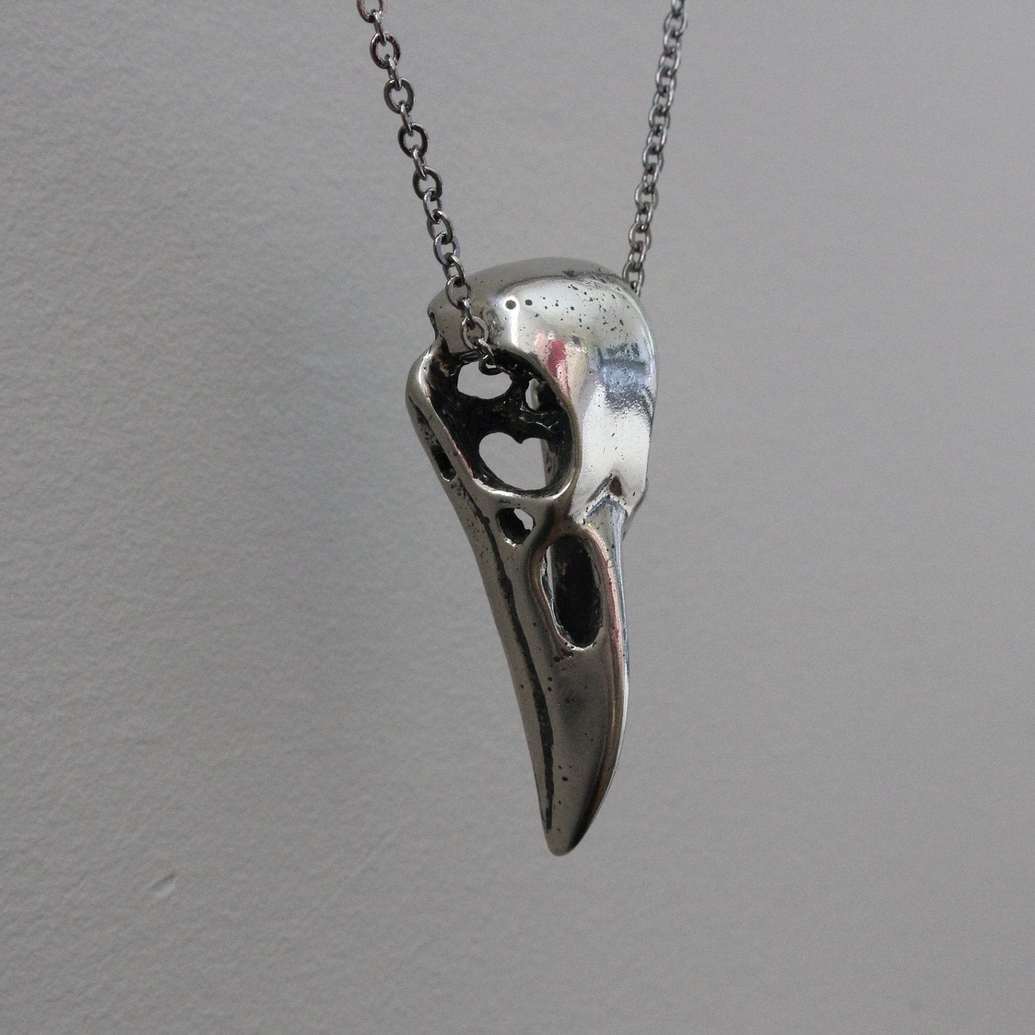 Large Raven Skull Necklace