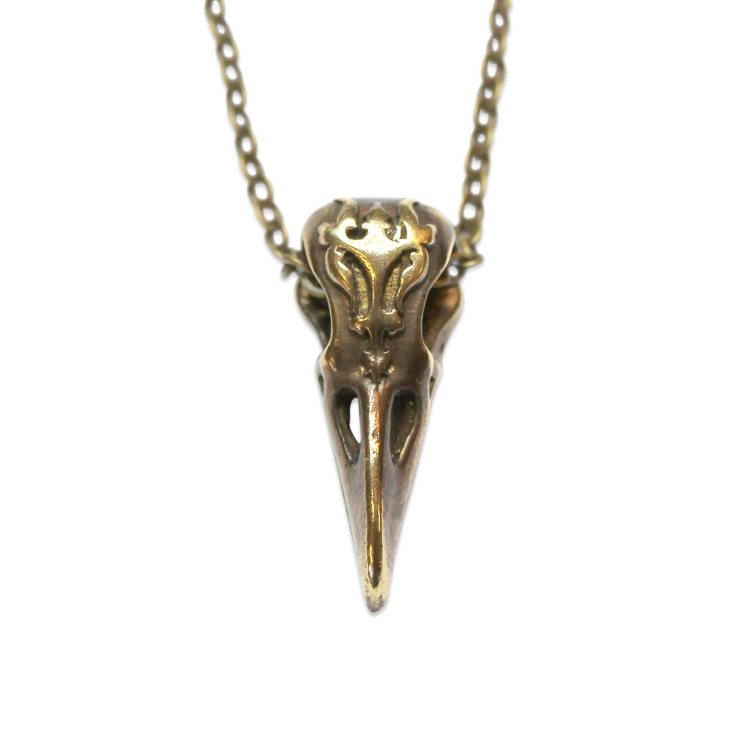 Ornate Victorian Raven Skull Necklace 204